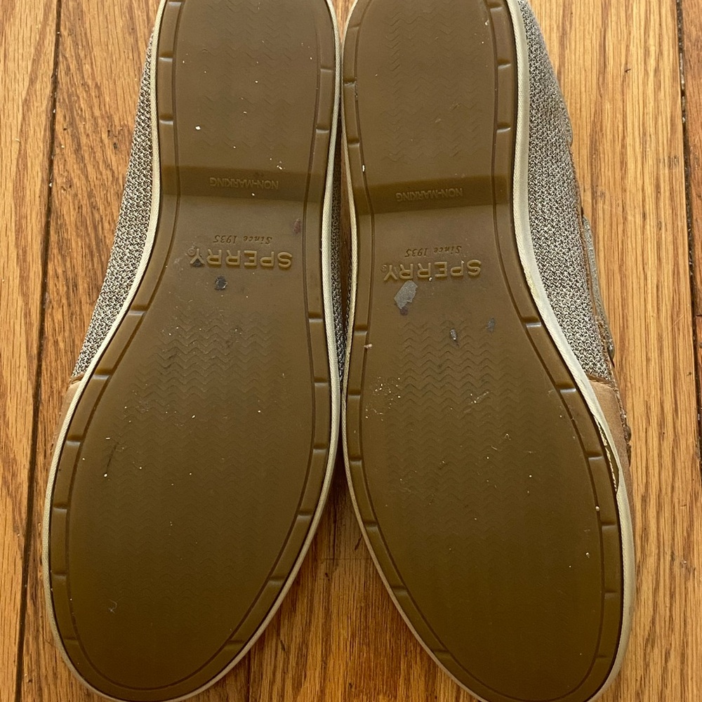 Women's Sperry Top-Sider Tan Beige Leather Boat Shoes Slip Ons Size 8.5 STS98964 - Picture 4 of 5